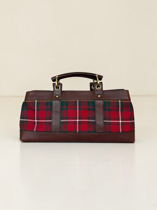 Burberry Handbags - Red Burberry East West Picnic Check Bag Lucite Horn Handles